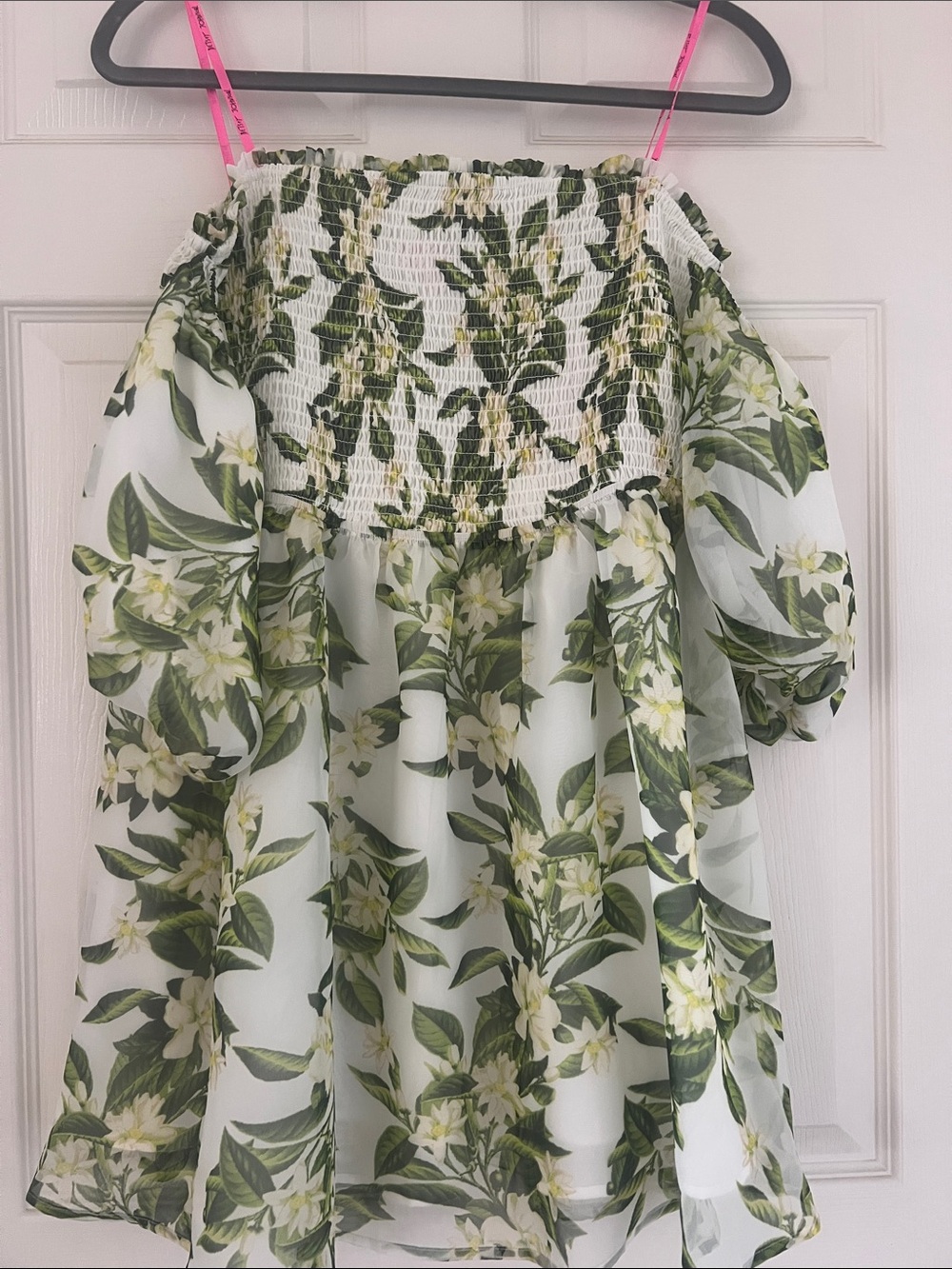Betsey Johnson L Floral Puff Sleeve Hawaiian Print Mini Baby Doll Dress